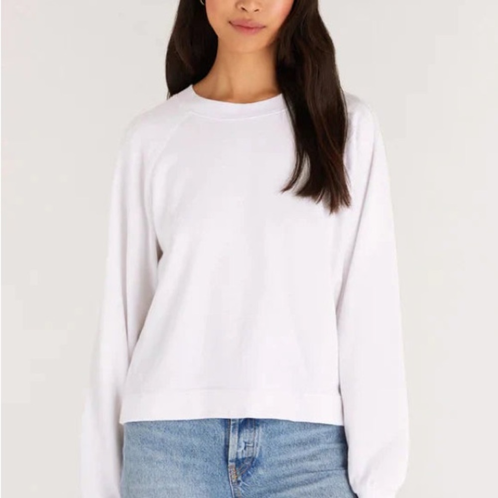 Z Supply White Cropped Crewneck